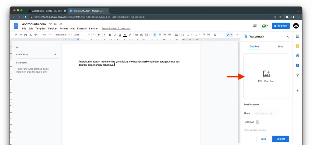 Cara Menambahkan Watermark di Google Docs by Androbuntu 3