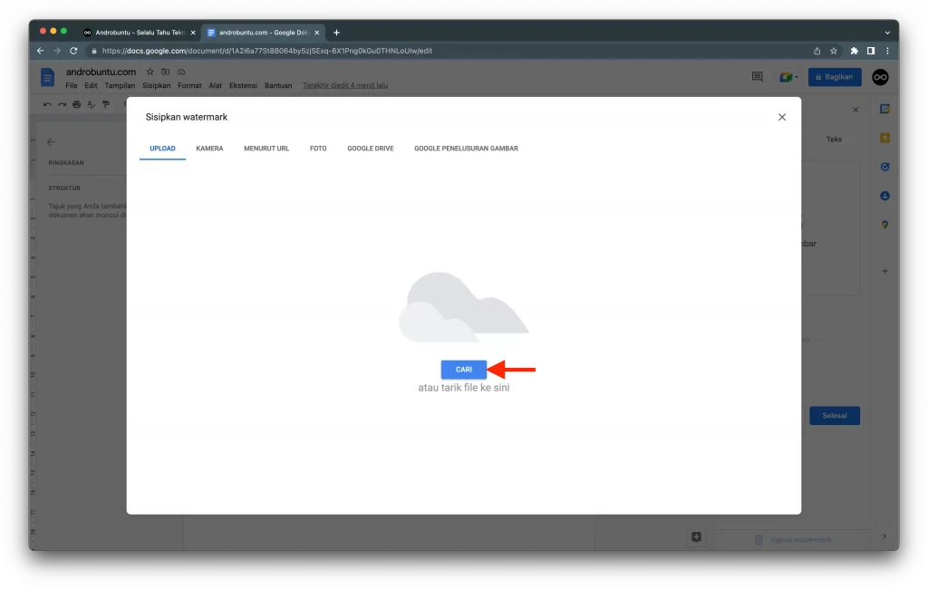 Cara Menambahkan Watermark di Google Docs by Androbuntu 4