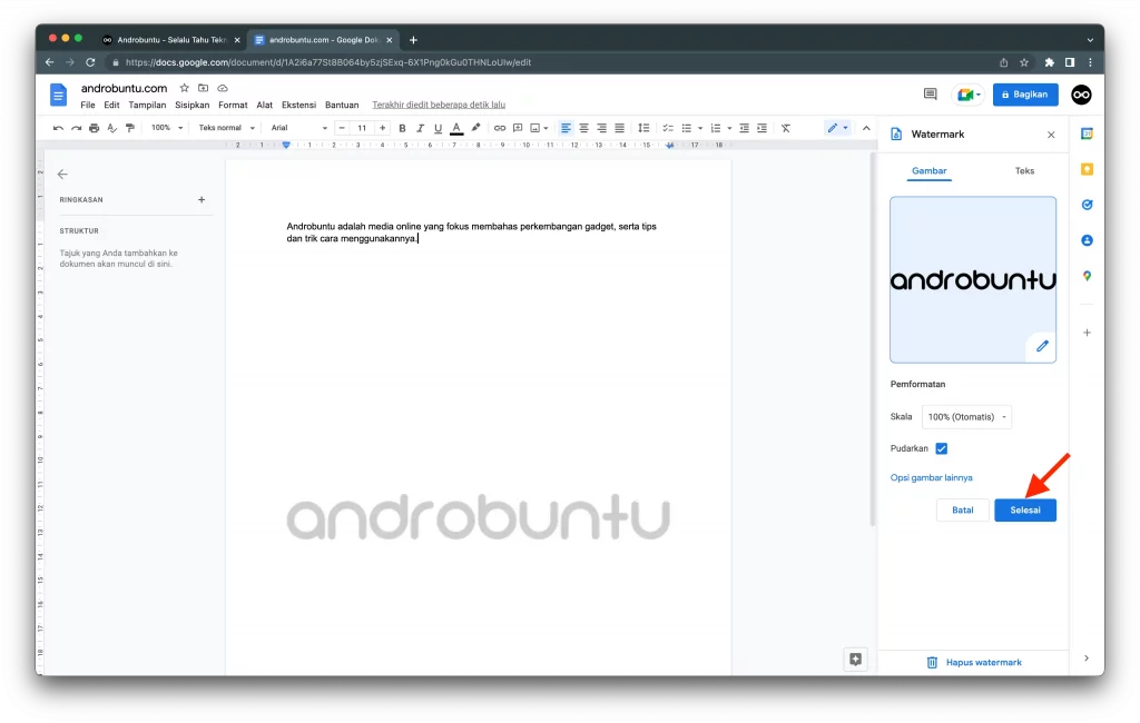 Cara Menambahkan Watermark di Google Docs by Androbuntu 5