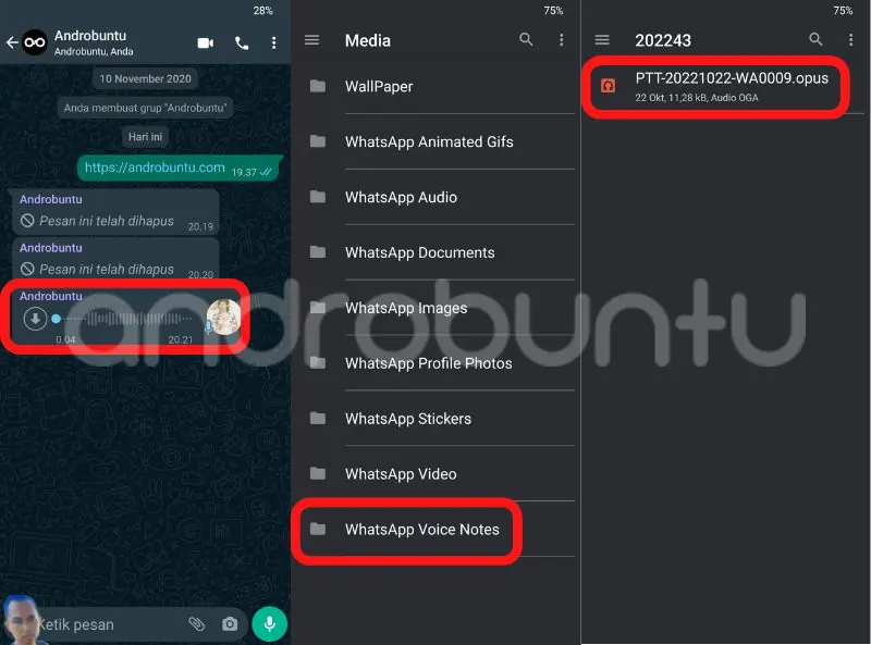 Cara Mengubah Voice Notes WhatsApp Menjadi MP3 by Androbuntu 1