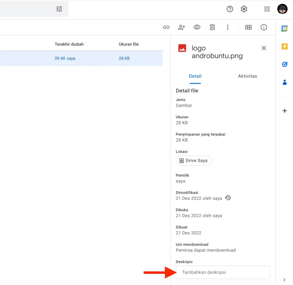 Cara menambahkan Deskripsi File dan Folder di Google Drive by Androbuntu 2