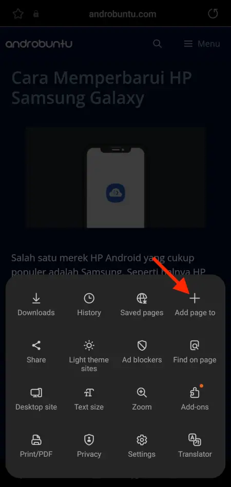 Cara Bookmark Website di Samsung Internet 2