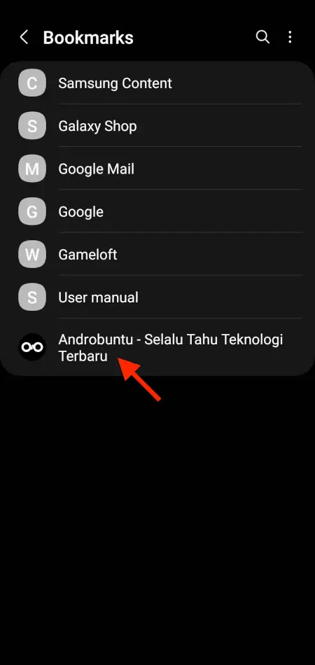 Cara Bookmark Website di Samsung Internet 6