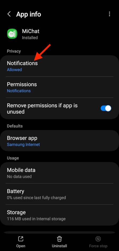 Cara Menonaktifkan Notifikasi MiChat di Android 2