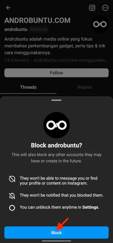 Cara Blokir Orang di Aplikasi Threads 4