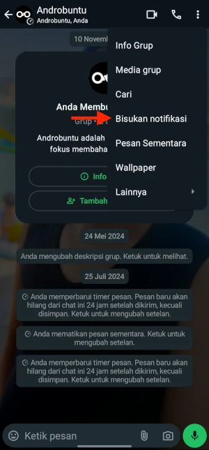 Cara Membisukan Notifikasi Grup WhatsApp 2