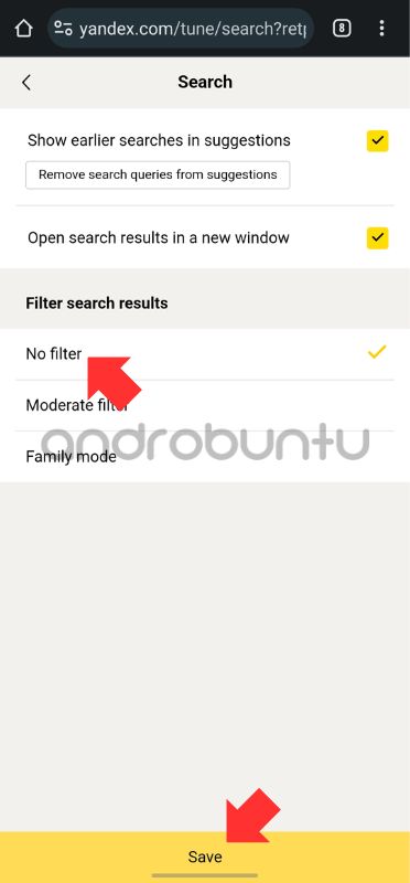 Cara Mengatasi Yandex Muncul "Pencarian aman aktif" 2