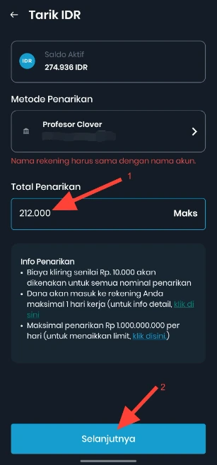 Cara Withdraw Indodax 3